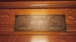 Our Organ Dedication plaque